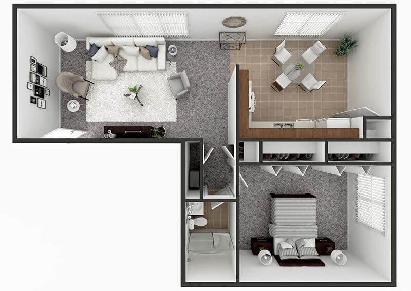 Floor Plan - 1 Bedroom 1 Bath 780 sq ft