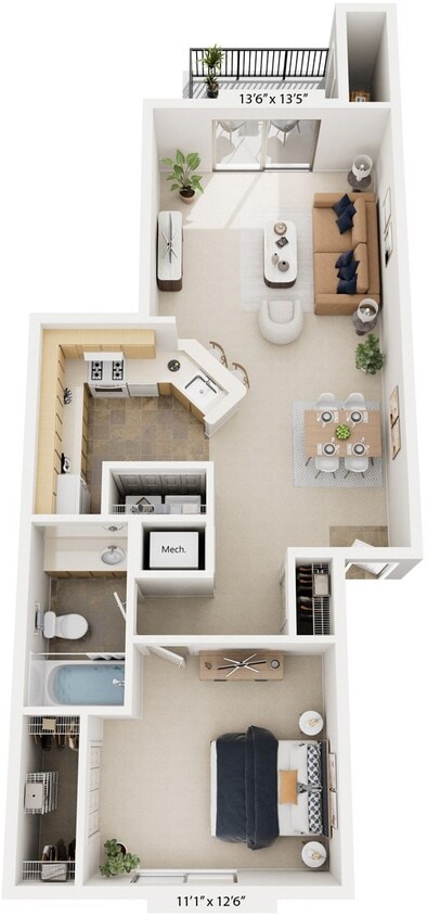 Floor Plan - One Bedroom