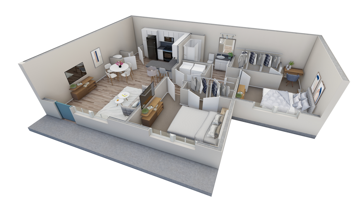 Floor Plan - 2-1 BR Retreat Courtyard