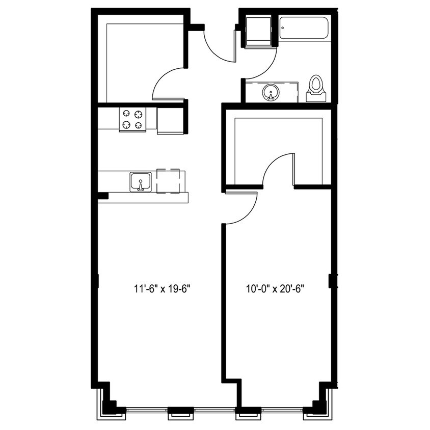 Floor Plan - 1 Bedroom N plus Den