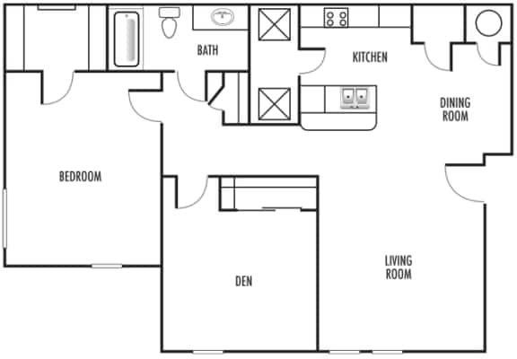 Floor Plan - One Bedroom Den