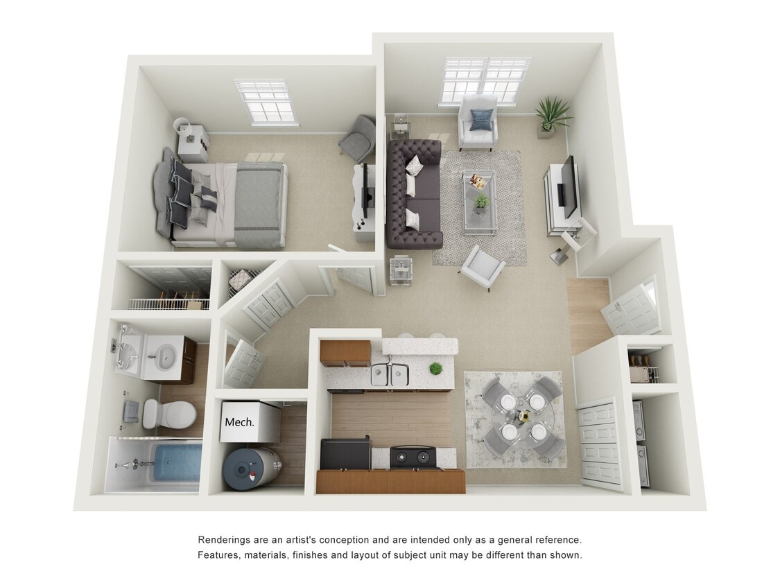 Floor Plan - One Bed, One Bath B