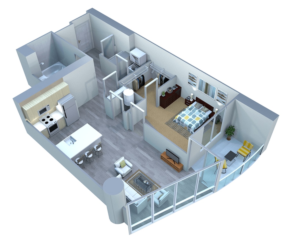 Floor Plan - 1 Bed | 1 Bath  Private Balcony (04)