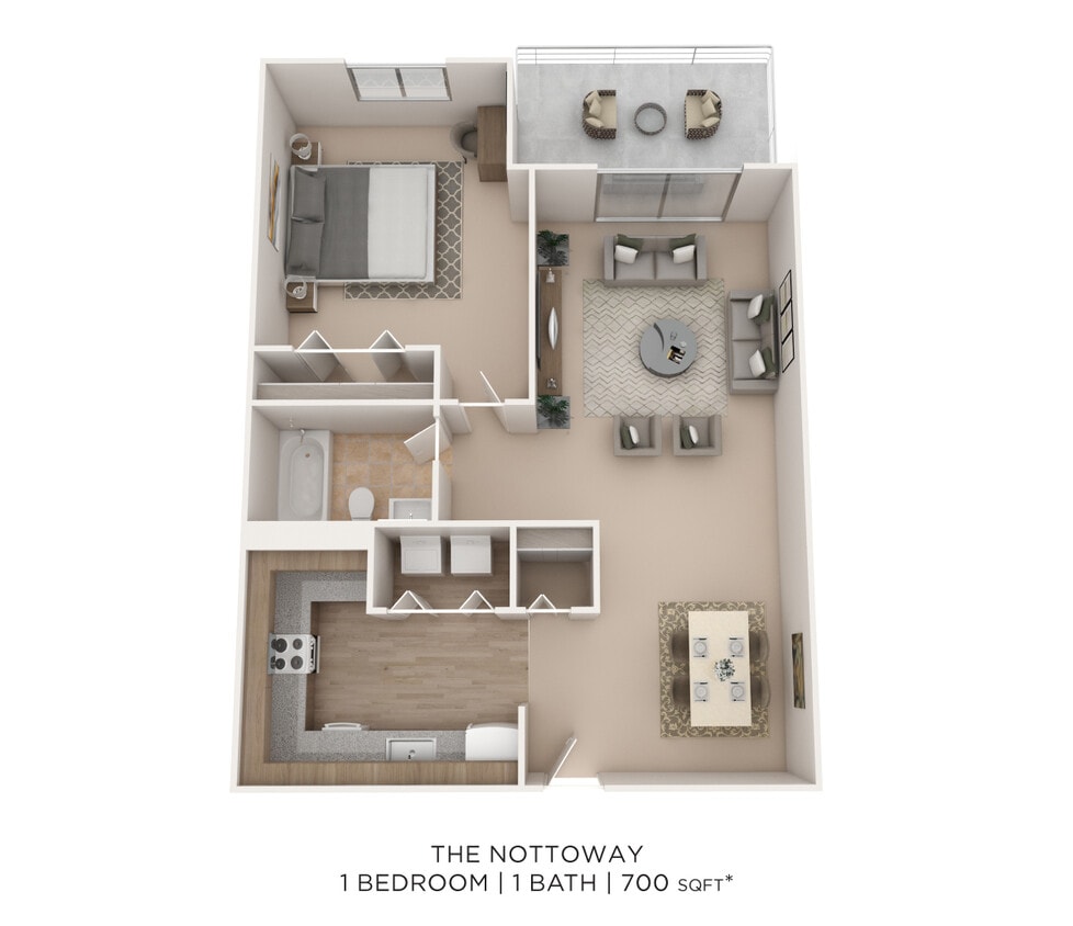 Floor Plan - One Bedroom - 700 sqft