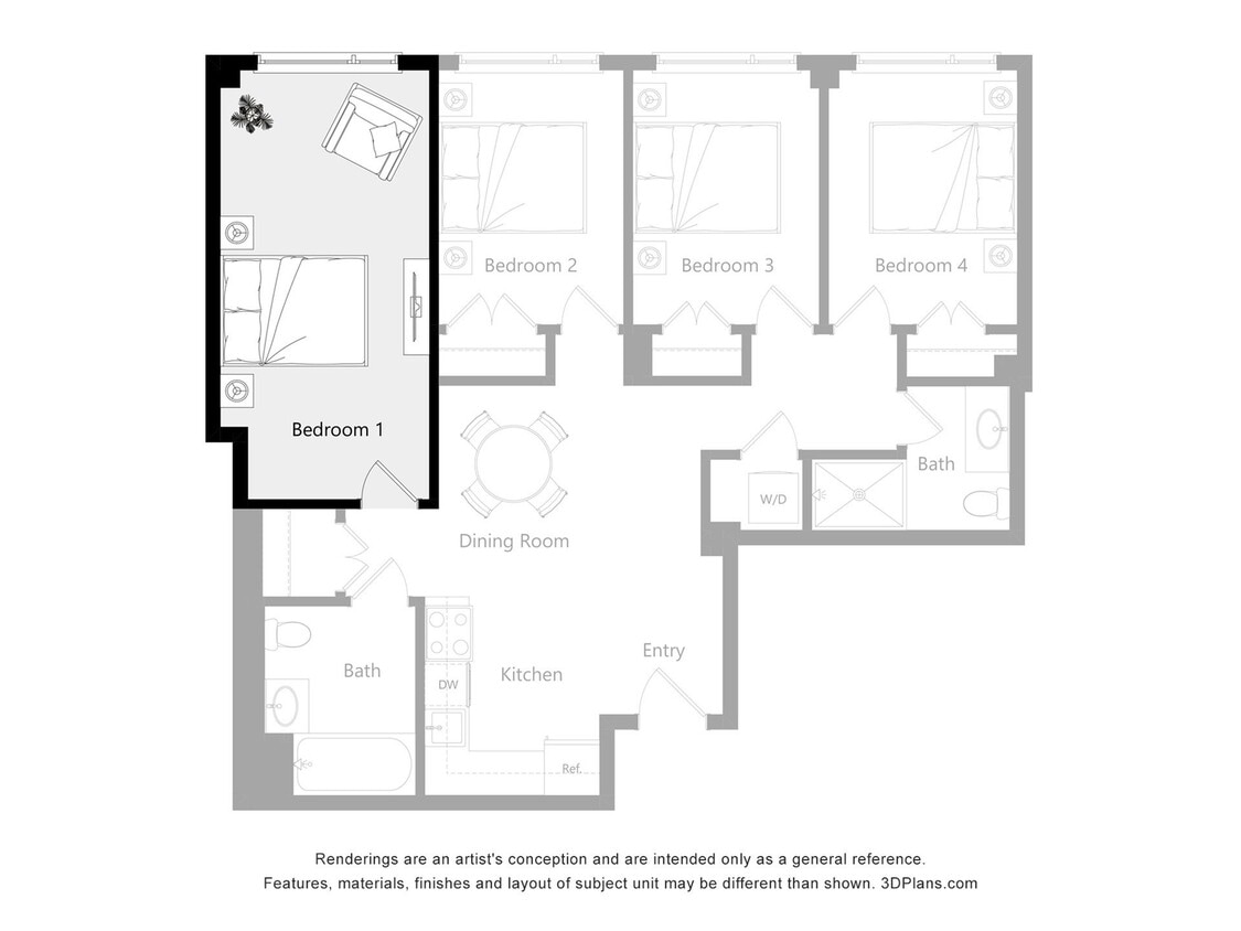 The Reserve_E1 - Furnished Room in a 4 Bedroom 2 Bathroom (E1)