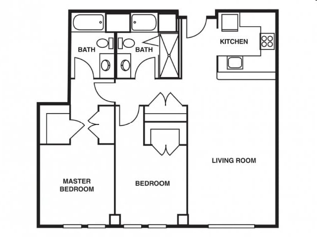 2BR/2BA - 2 Bedroom