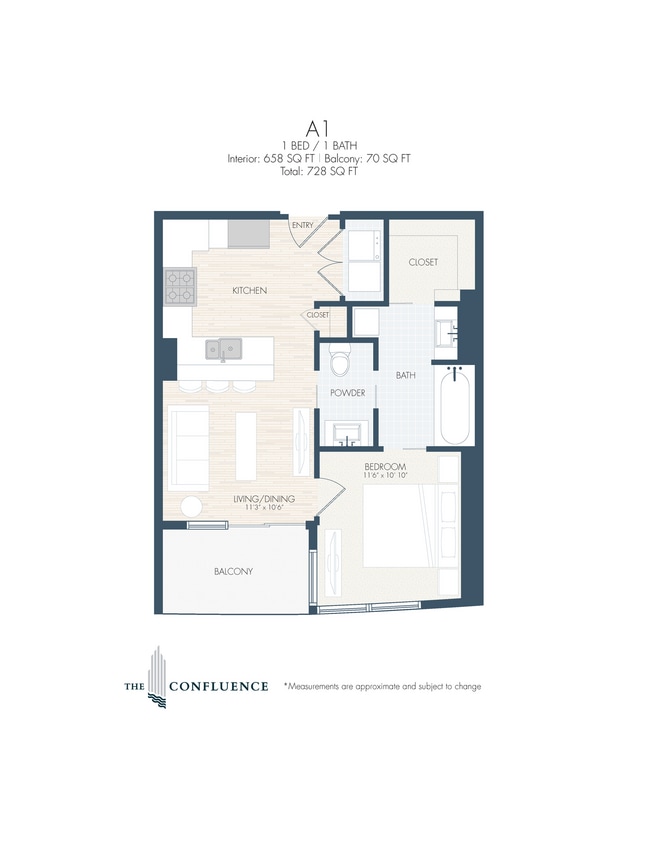 Floor Plan - A1 | Tower 1 Bedroom