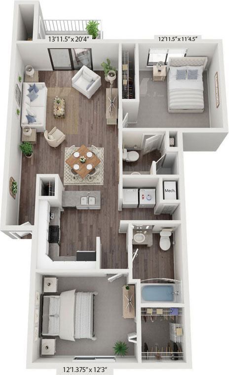 Floor Plan - Two Bedroom Renovated