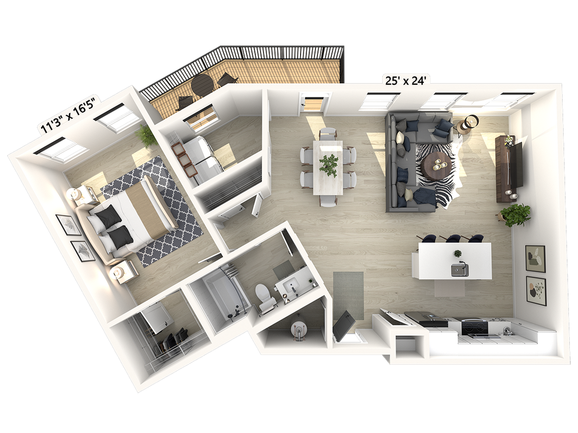 Floor Plan - A91 - 1 Bedroom 1 Bathroom