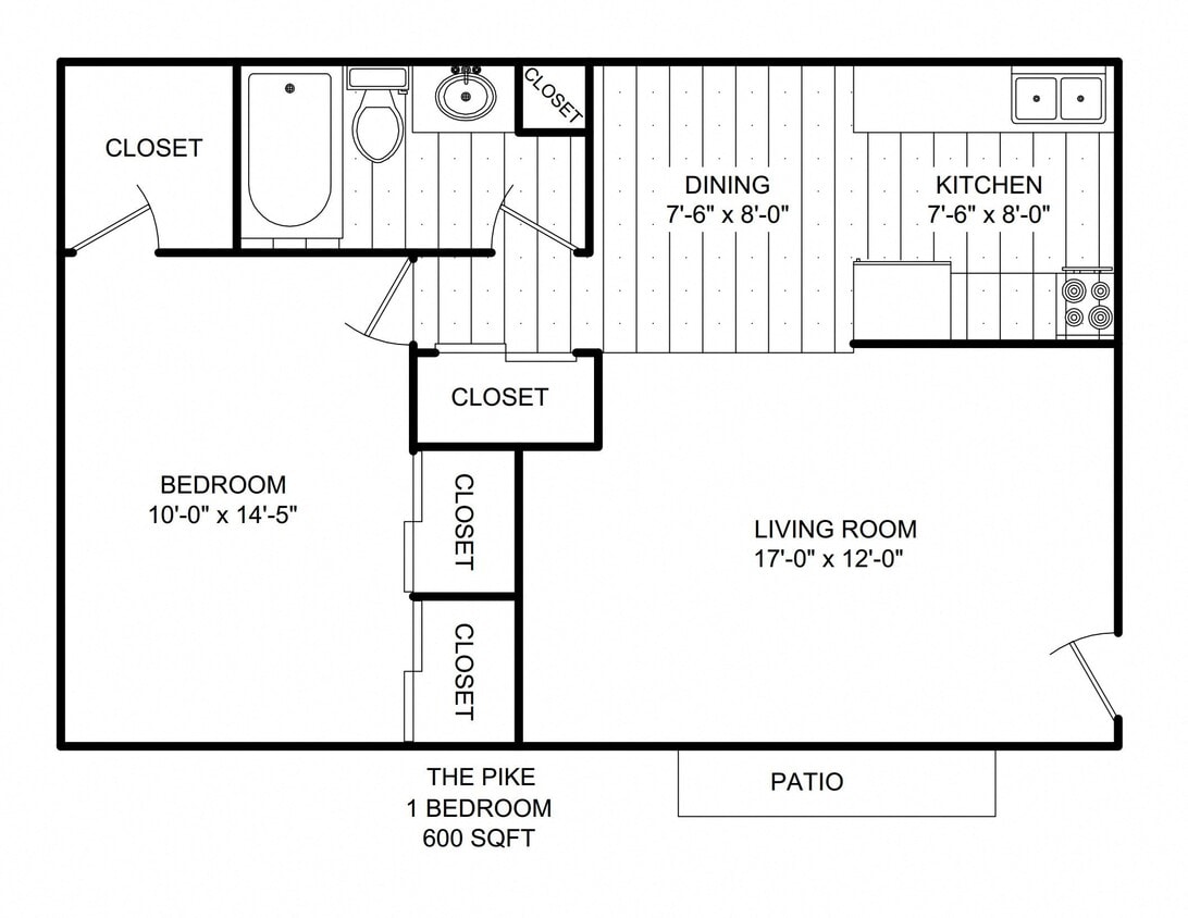 Floor Plan - 1Bed/1Bath 1st Floor Patio