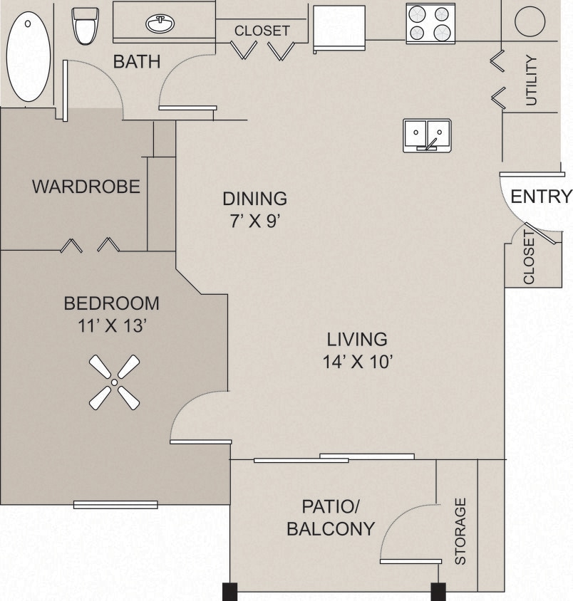 Floor Plan - 1 Bed 1 Bath Occ Reno