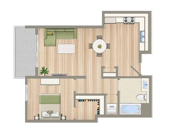 Floor Plan - One Bedroom One Bathroom
