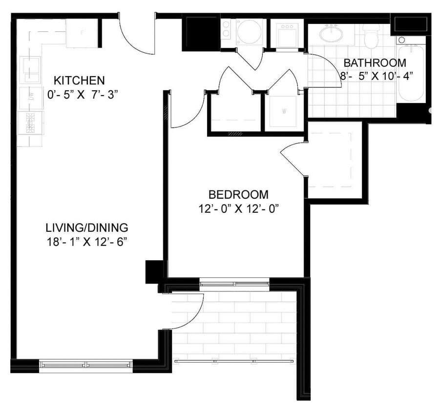 Floor Plan - 1 Bed/1 Bath-A10