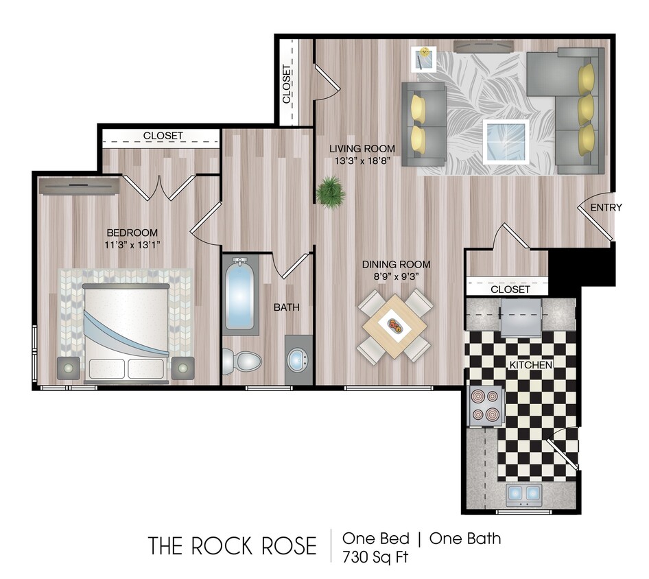 730 sq ft - The Rock Rose Renovated (Garden)