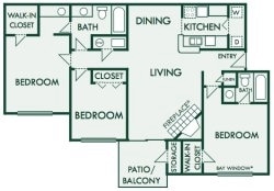 The Redbud - 3 Bed 2 BathBent Tree Apartments