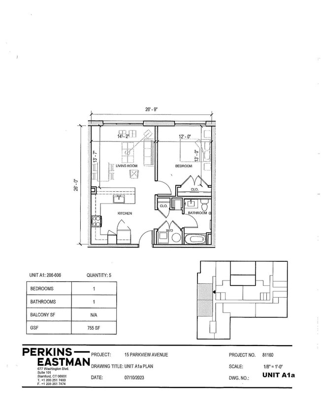 Floor Plan - A1a:1Bed/1Bath