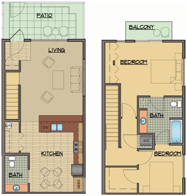 Floor Plan - 2BD, 1BTH TH A