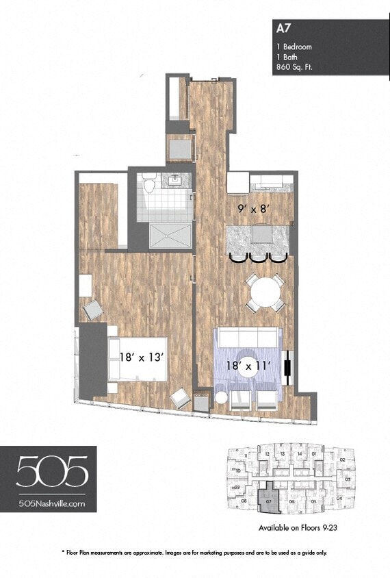 Floor Plan - 505 One Bedroom Stack 07