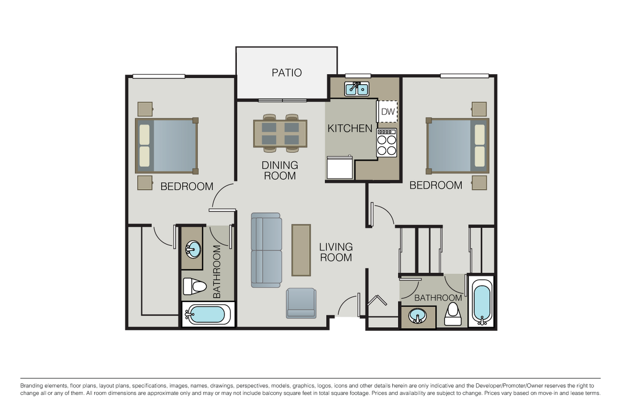 Floor Plan - 2 Bed 2 Bath