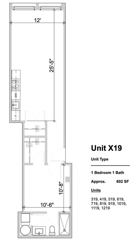 Floor Plan - X19 Junior One Bedroom