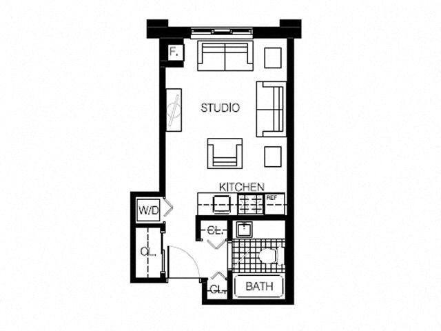 Floor Plan - Studio, 1 Bathroom