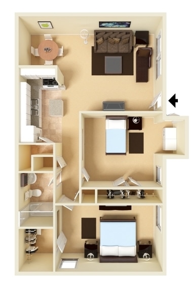 2BR/1BA - 2 Bedroom