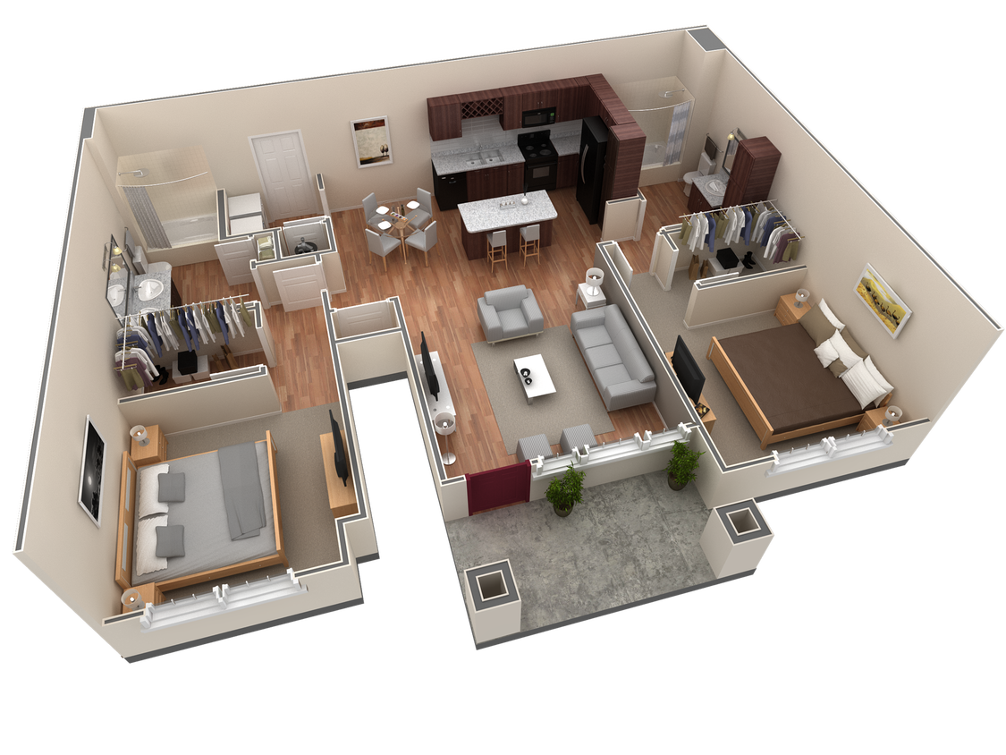 Floor Plan - 2 BR Grand Courtyard