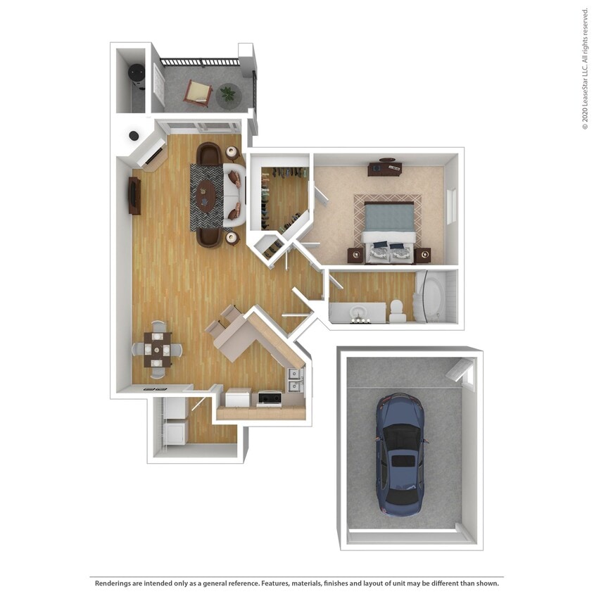 Floor Plan - 1 Bed 1 Bath 974 SqFt (871 Net)