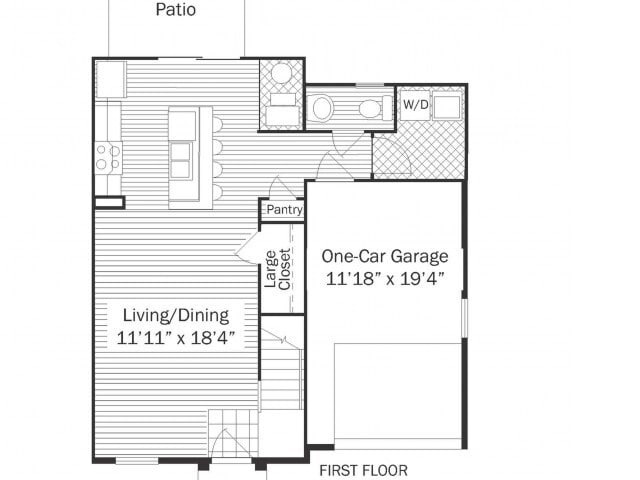 First Floor - 3 Bedroom Townhouse with 1 Garage