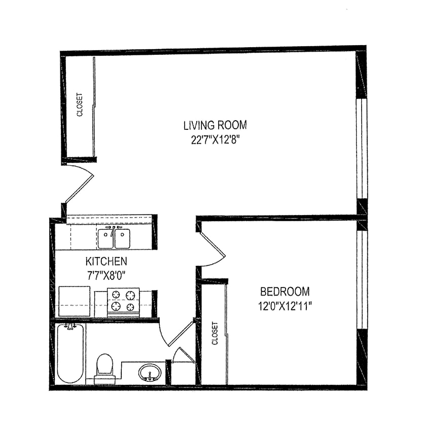 Floor Plan - One Bed One Bath 639
