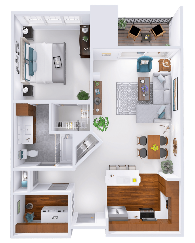 Floor Plan - NorthTown B3 - 1 Bed - 1 Bath