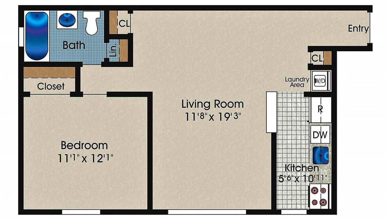 Floor Plan - 595 Sq.Ft.