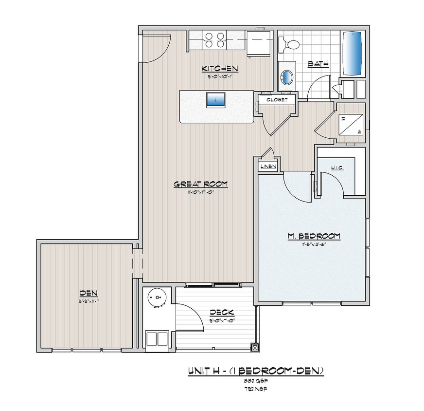 Explore the sophisticated design of Unit H, combining comfort with modern living. - 1 Bedroom 1 Bathroom D