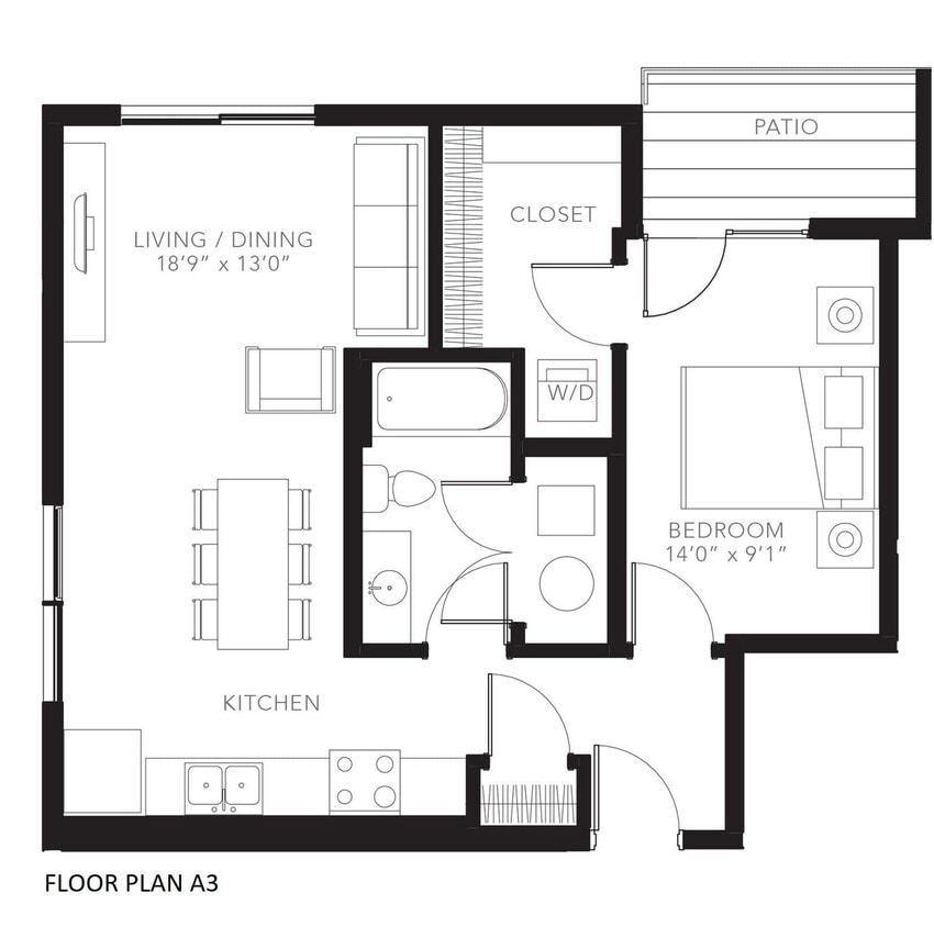 Floor Plan - 1BR-A3