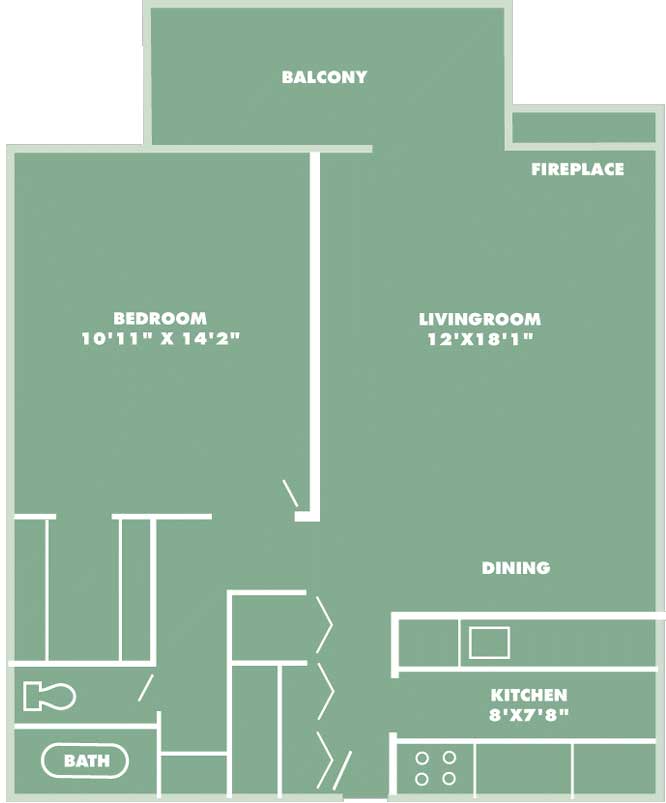 1BR/1BA - Oak
