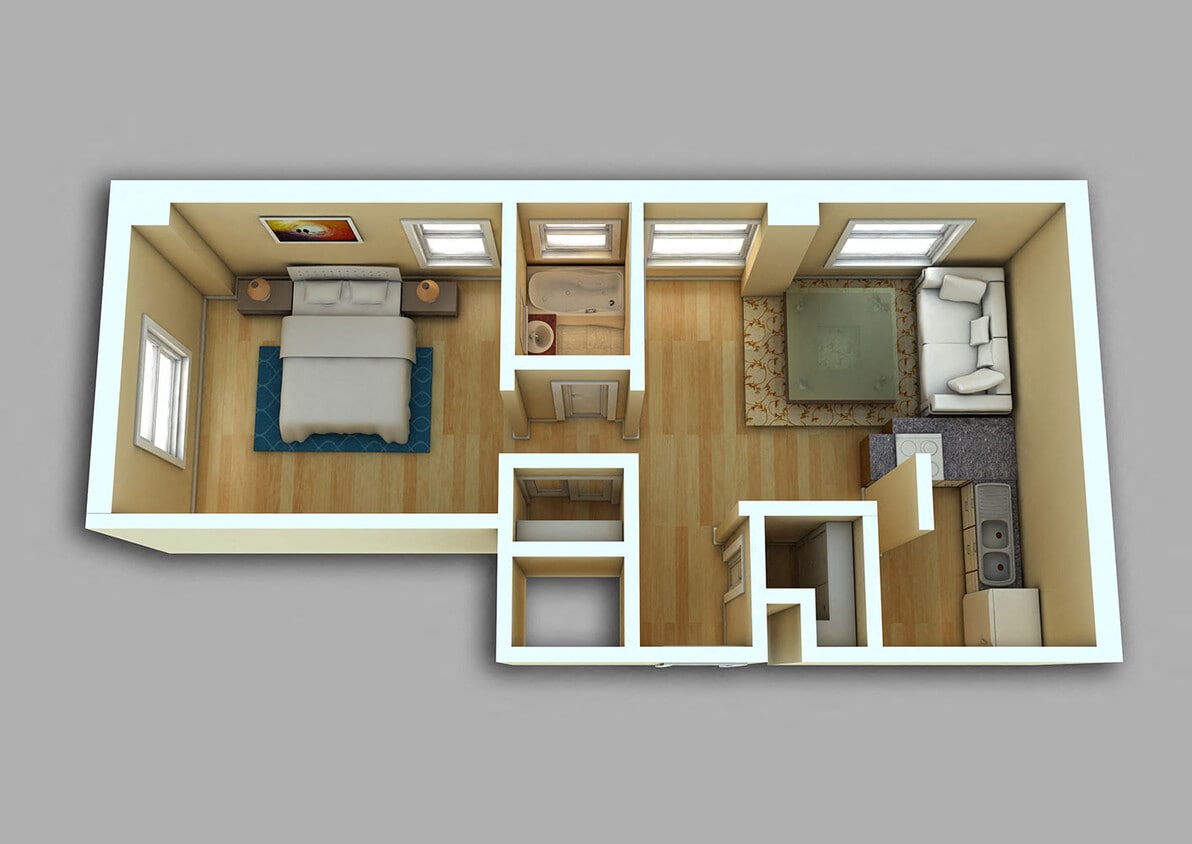 Floor Plan - 1 Bed, 1 Bath #1008
