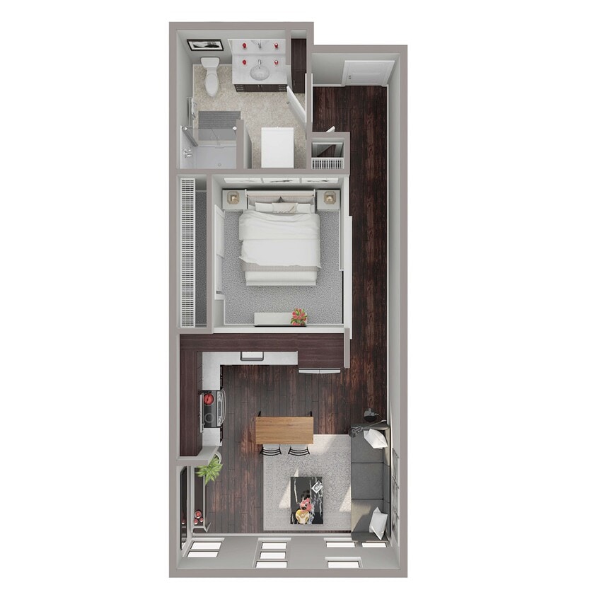 Floor Plan - 1 Bed/1 Bath Open - G