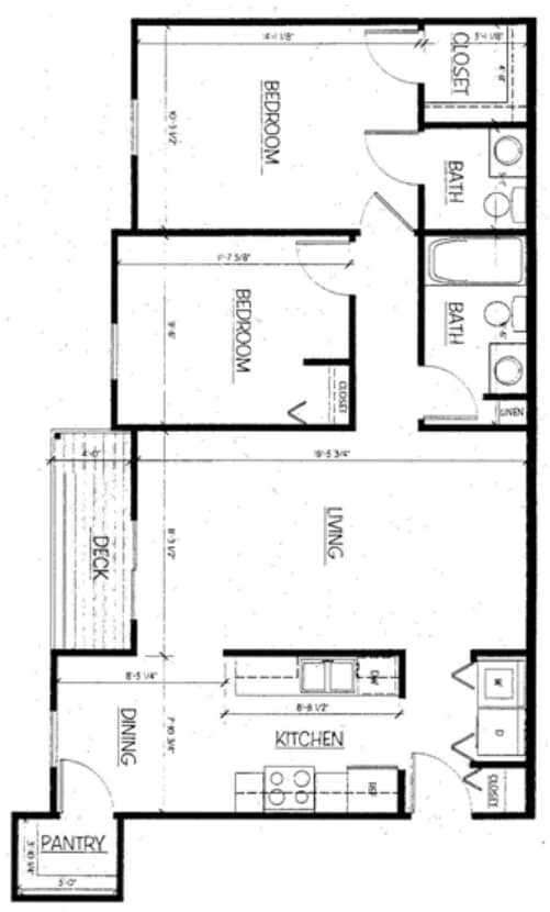2BR/1.5BA - 2 Bed, 1 Bath - 829 sq ft