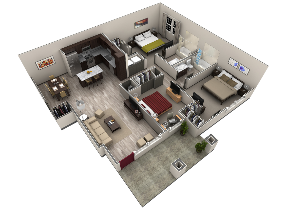 Floor Plan - 3 BR Grand Courtyard