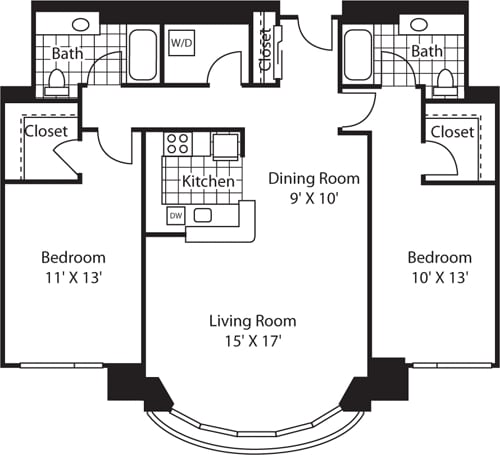 Floor Plan - Two Bedroom 1241