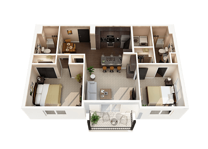 Floor Plan - 2 Bed 2 Bath A