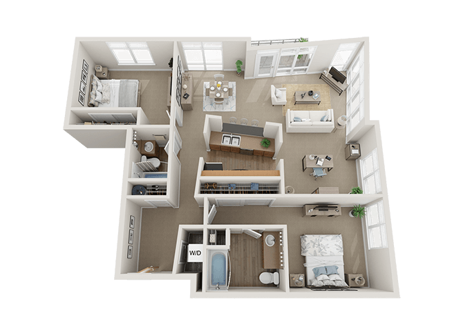 Floor Plan - 2 Bed 2 Bath + Den