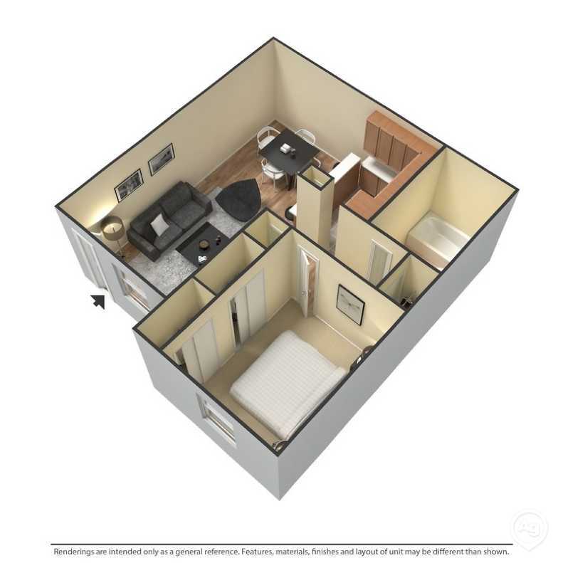 Floor Plan - 1 Bedroom 1 Bath