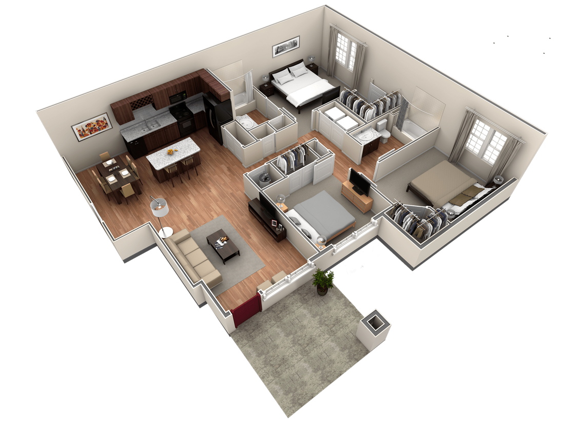 Floor Plan - 3 BR Grand Courtyard Garage