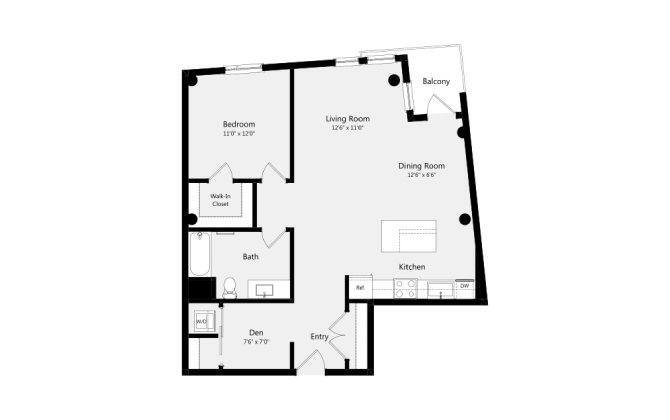 Floor Plan - 1B+DEN F