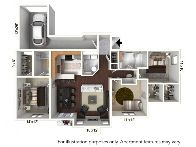 Floor Plan - E1 Plan with Garage