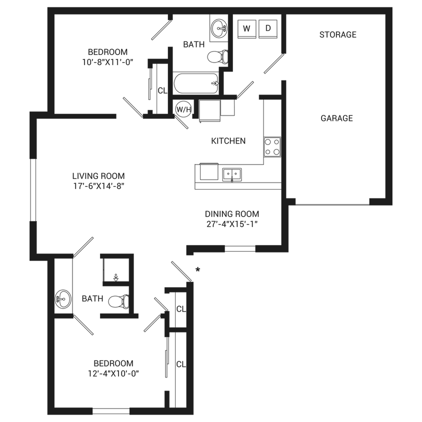 Floor Plan - 2-Ranch w/ Garage