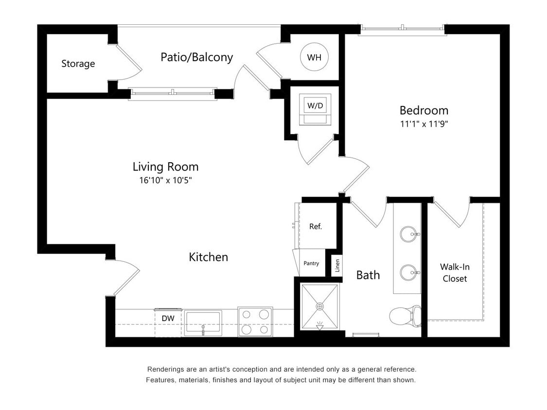 Floor Plan - 1 Bedroom B