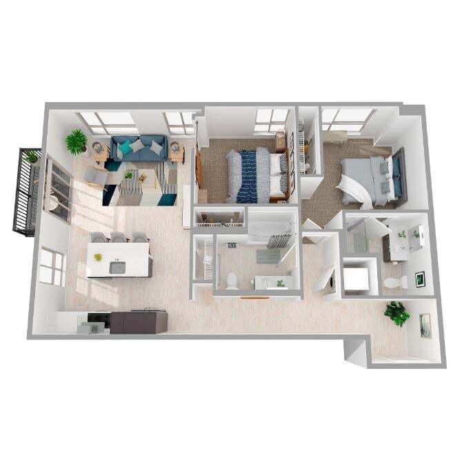 Floor Plan - 2 Bed/2 Bath-b19.1