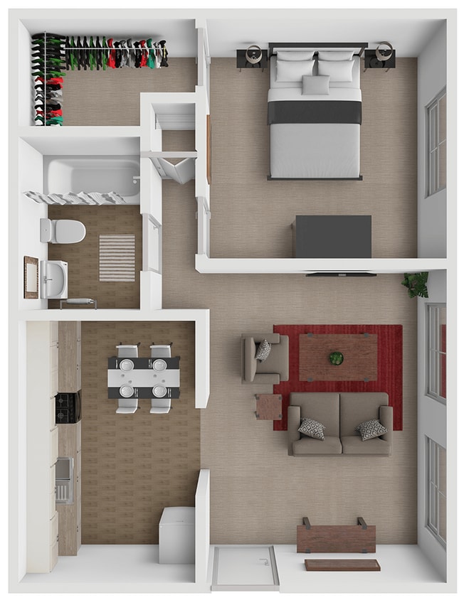 Floor Plan - 1BD 1BA